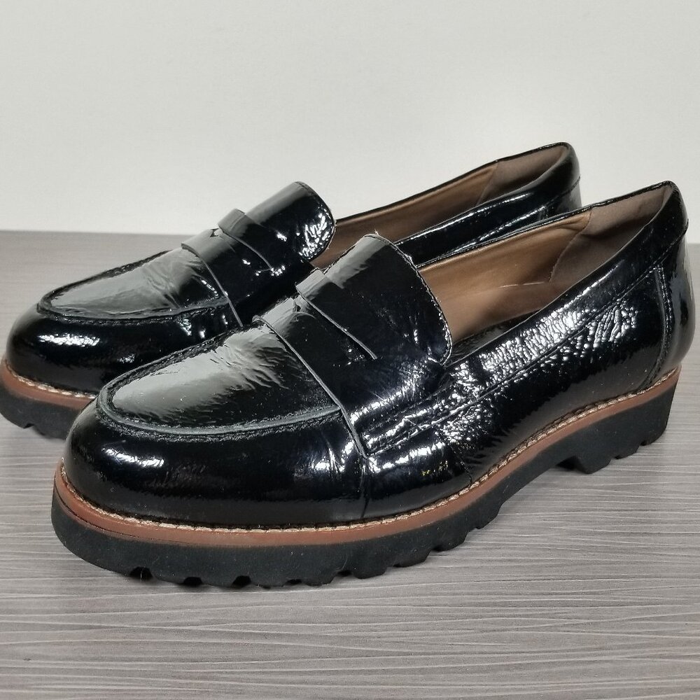 Earthies Braga Slip-on Loafer, Black Leather, Womens Size 5.5 B